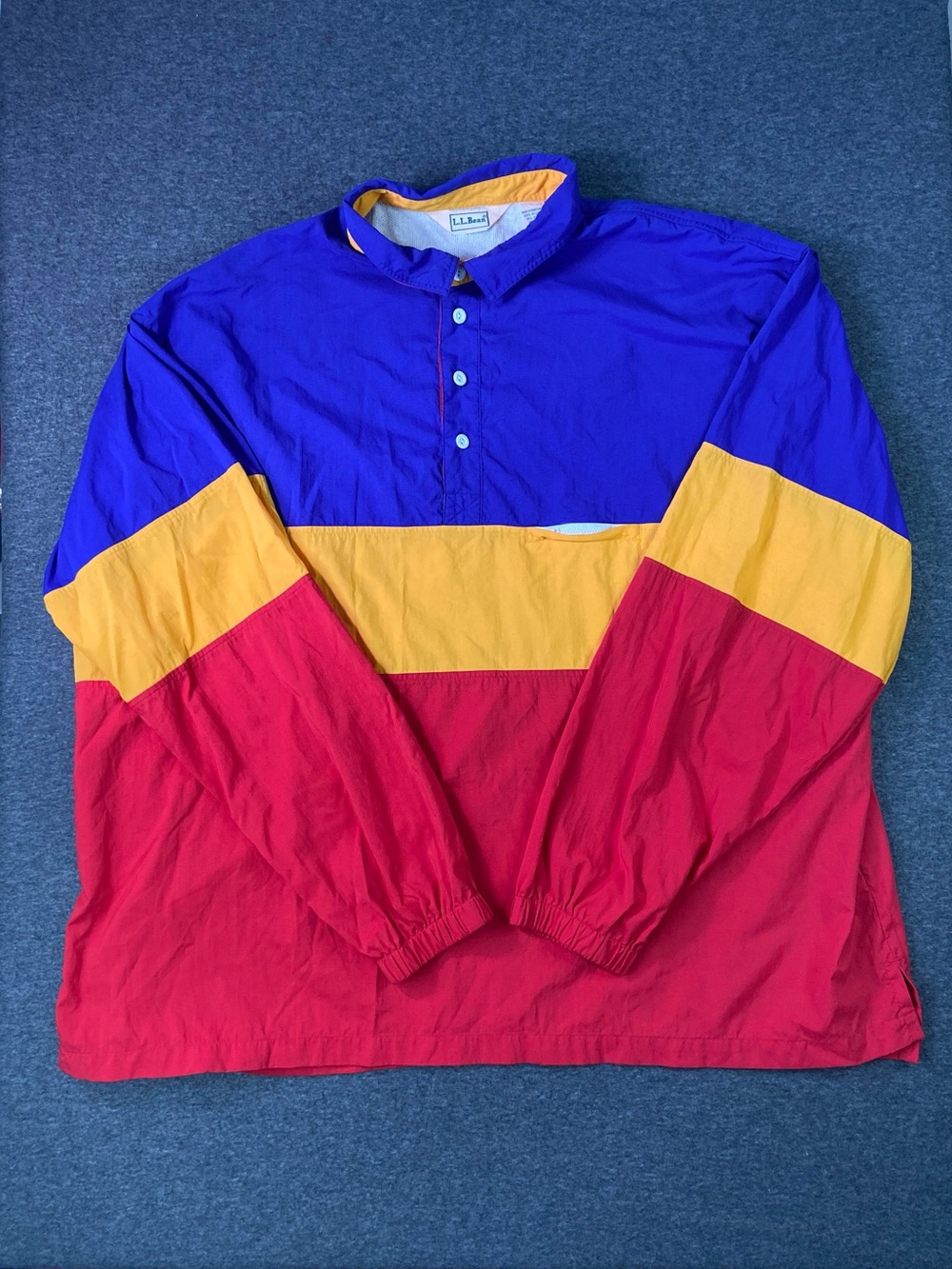 Vintage 90s L.L. Bean Colorblock Nylon Pullover Jacket